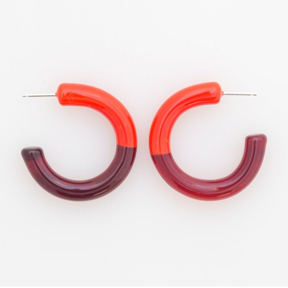 Keane two tone hoop earrings red NWT